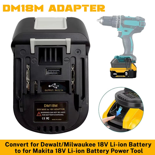 DM18M Battery Convertor Adapter for Milwaukee 18V for Dewalt 20V