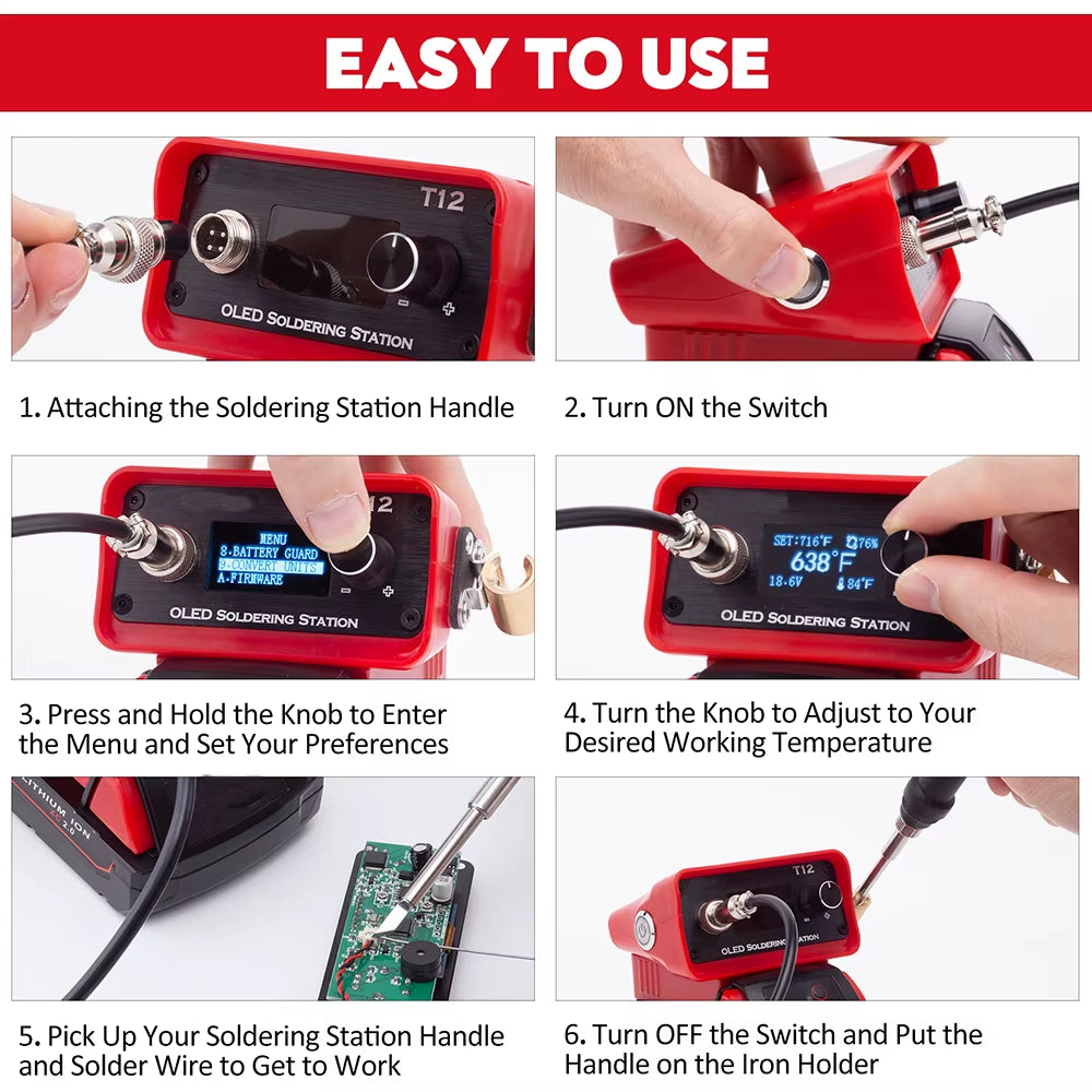 OLED T12 Soldering Iron Station  for Milwaukee 18V
