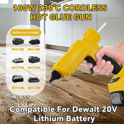 100W Cordless Electric Hot Melt Glue Gun for Dewalt 20V