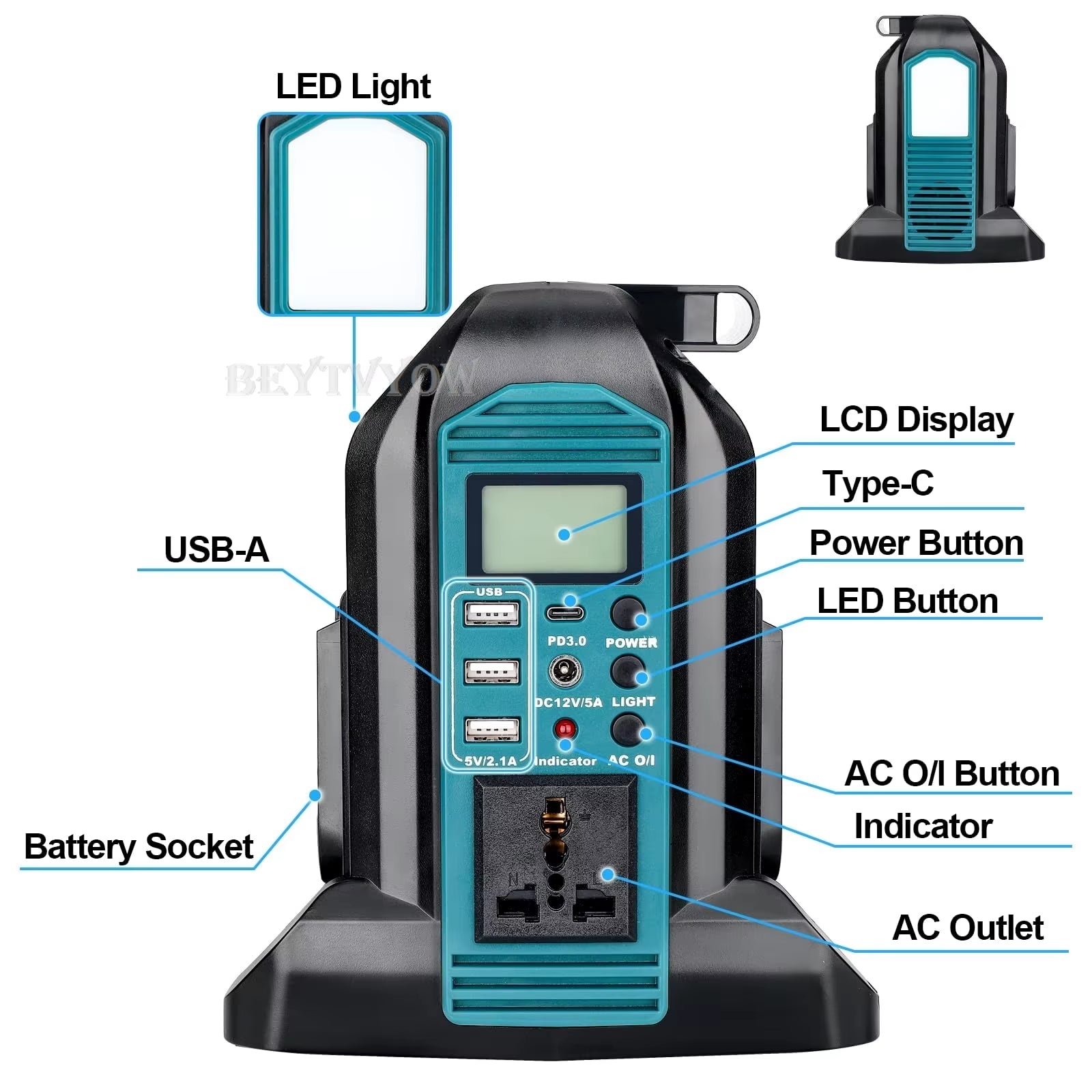 Power Inverter Compatible with Makita 18V 