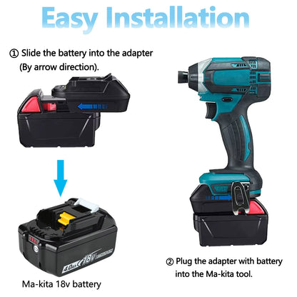 Adapter for Dewalt and Milwaukee 18V Li-Ion Batteries to Makita