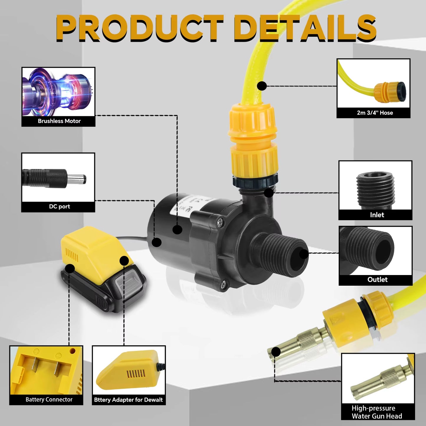Brushless Water Transfer Pump for Dewalt 20V