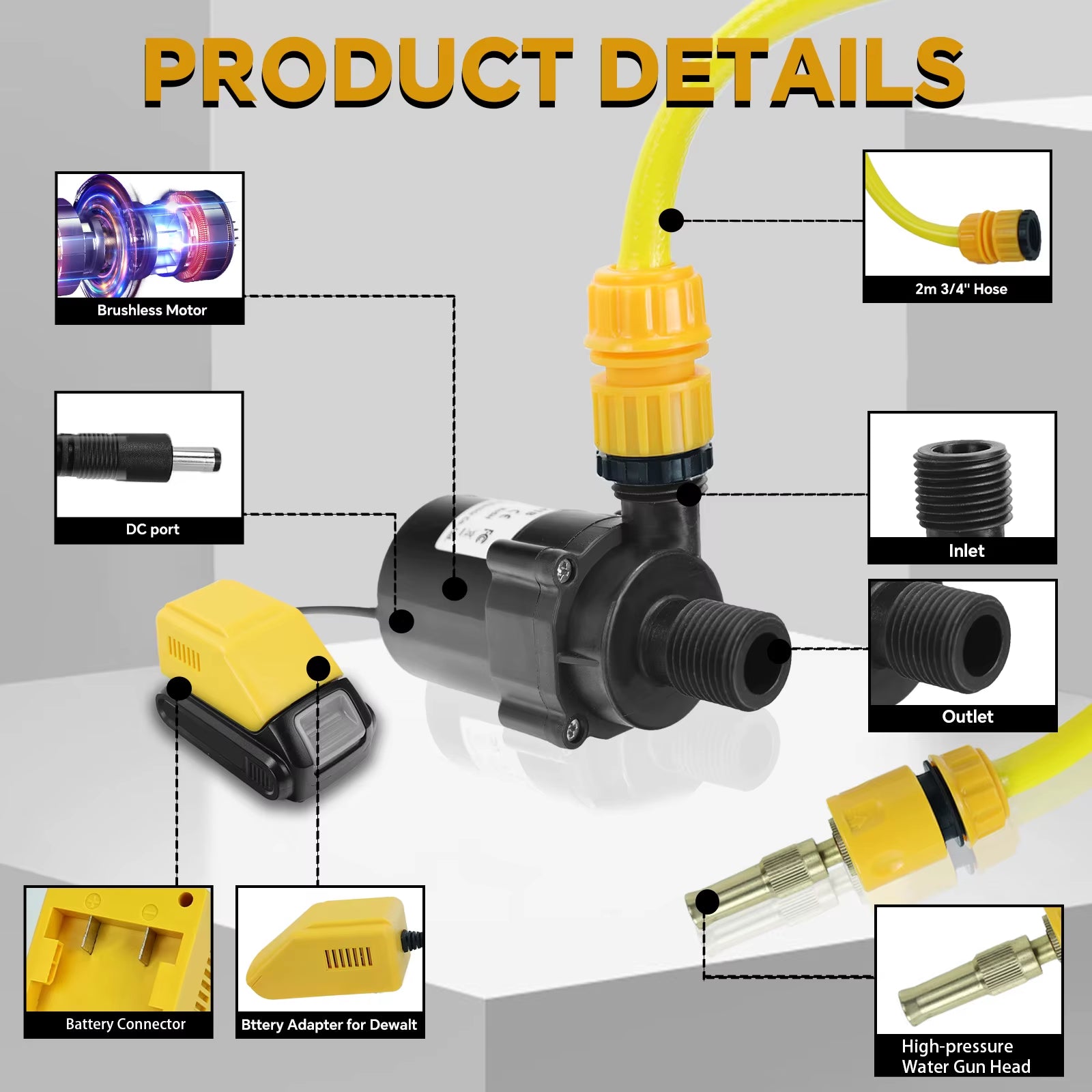 Brushless Water Transfer Pump for Dewalt 20V