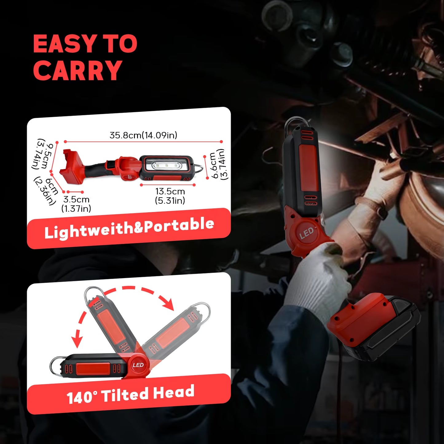 300W Cordless LED Work Light for Milwaukee 18V