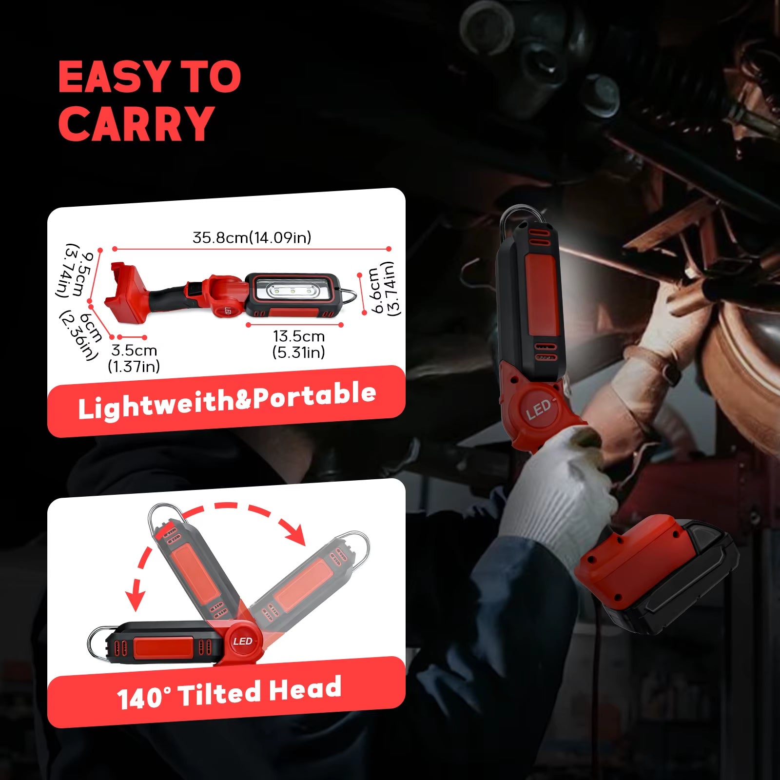 300W Cordless LED Work Light for Milwaukee 18V
