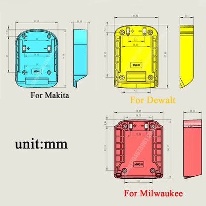 Battery Holder Base for Makita/Milwaukee/Dewalt