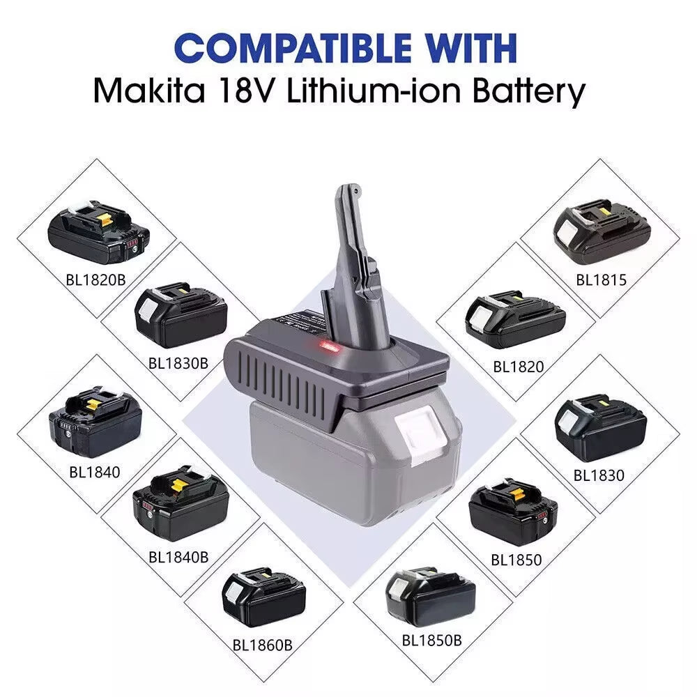 Battery Adapter for Makita BL1830 18V Battery to Dyson V7/V8 Adapter with Dyson V7/V8 Series Lithium Tool Batteries