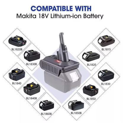 Battery Adapter for Makita BL1830 18V Battery to Dyson V7/V8 Adapter with Dyson V7/V8 Series Lithium Tool Batteries