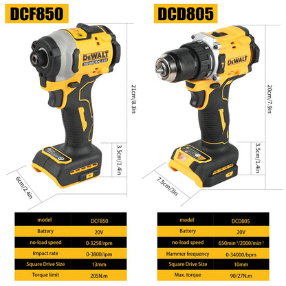 Brushless Motor Screwdriver and Impact Drill set 