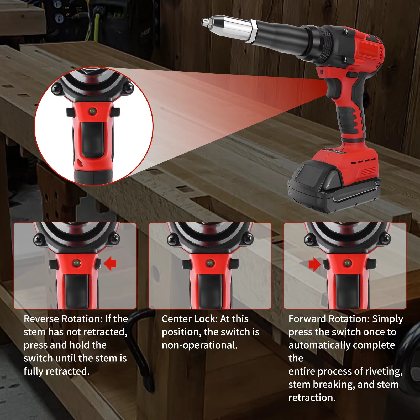 Brushless Electric Rivet Gun 2.4-4.8Mm for Milwaukee 18V