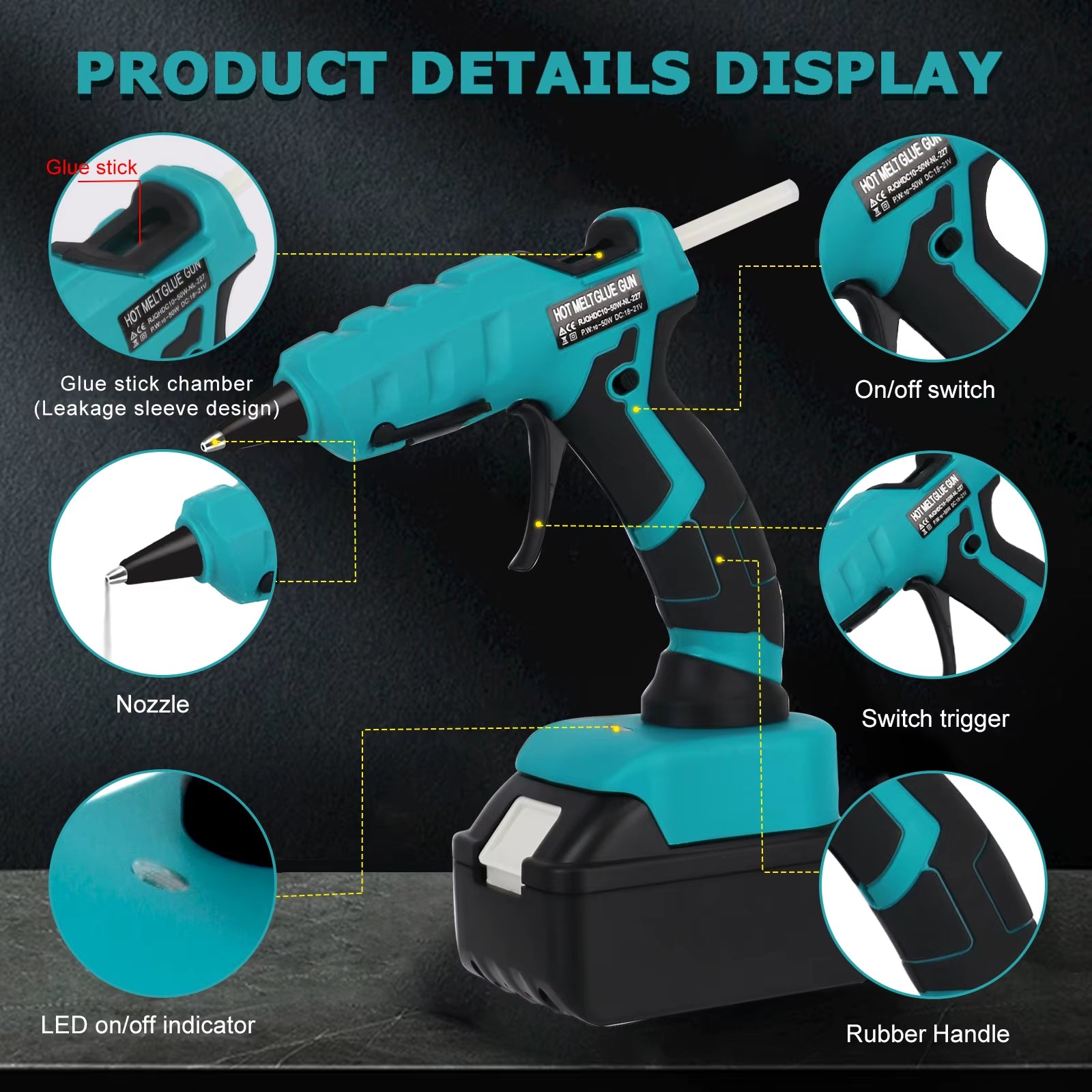 50W Cordless Hot Glue Gun for Makita 18V 