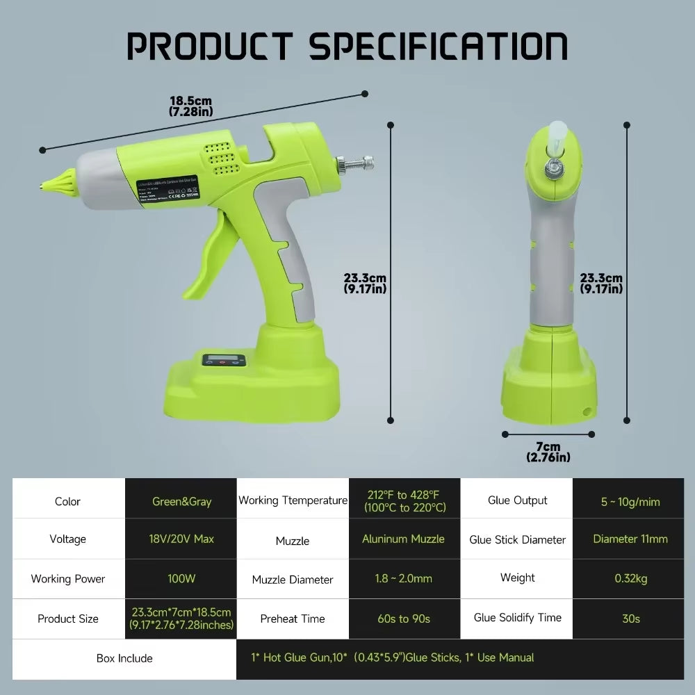  Handheld Hot Glue Gun for Ryobi 18V 