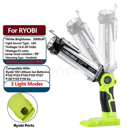 Cordless Portable Flashlight for Ryobi 18V 