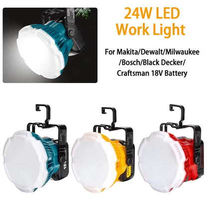 24W 2400LM Portable LED Work Light for Milwaukee