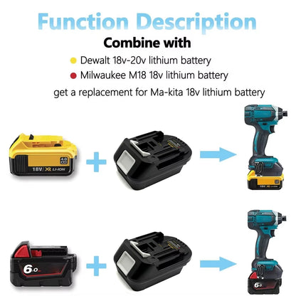  DM18M Battery Convertor Adapter for Milwaukee 18V for Dewalt 20V 