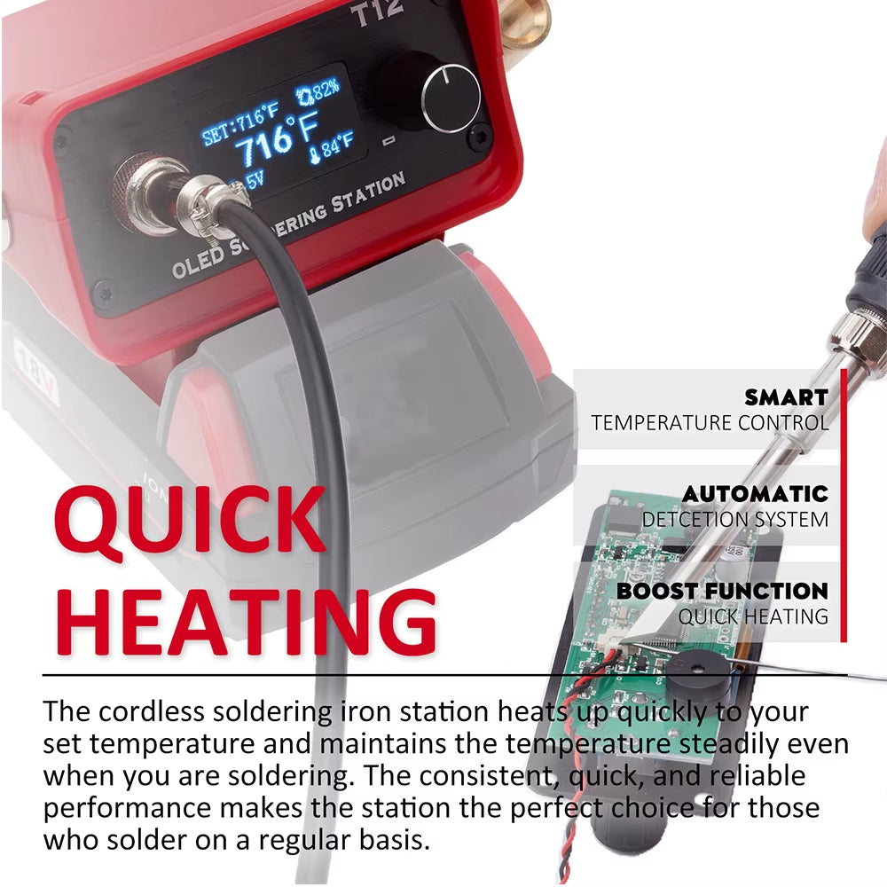 OLED T12 Soldering Iron Station  for Milwaukee 18V