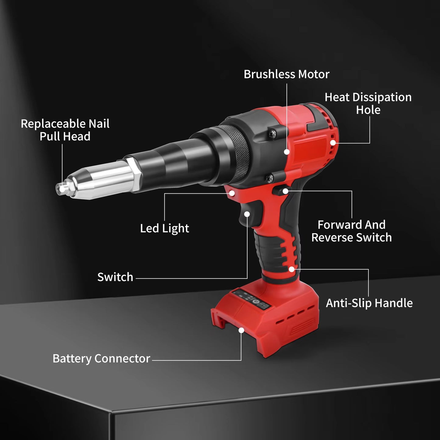 Brushless Electric Rivet Gun 2.4-4.8Mm for Milwaukee 18V